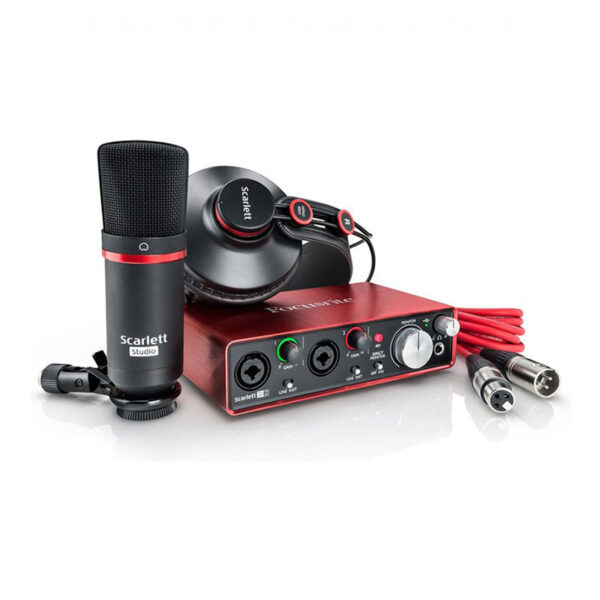 کارت صدا و پکیج استودیو فوکوسرایت Focusrite Scarlett 2i2 Studio Bundle G2